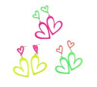 80s 90s Neon Earrings Set for Women Colorful Lightning Bolt Acrylic Drop Earrings Retro Love Heart Star Daisy Flower Dangle Earrings for 80's Outfit Glow Party Accessories Gifts, Acrylic, No Gemstone