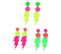80s 90s Neon Earrings Set for Women Colorful Lightning Bolt Acrylic Drop Earrings Retro Love Heart Star Daisy Flower Dangle Earrings for 80's Outfit Glow Party Accessories Gifts, Acrylic, No Gemstone