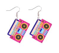 80s 90s Neon Radio Cassette Tape Earrings Colorful Back to 80's Tape Earrings for Women Jewelry, One Size, Resin, No Gemstone