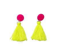 80s 90s Neon Tassel Dangle Earrings Long Colorful Fringe Drop Earrings, M, Acrylic, No Gemstone