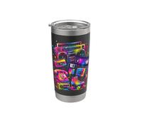 80s 90s Nostalgia Retro Electronics Analog Media Icons Stainless Steel Insulated Tumbler