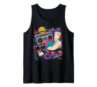 80s 90s Nostalgia Roller Skate Boombox Shopping Day Style Tank Top