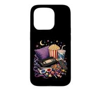 80s 90s Nostalgia Video Cassette Popcorn Remote Sleepover Case for iPhone 15 Pro