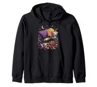80s 90s Nostalgia Video Cassette Popcorn Remote Sleepover Zip Hoodie