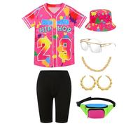 80s 90s Outfit for Women Hip Hop Costume Baseball Jersey Shirt Shorts Set, 90s Outfits for Women Party 90s Woman Costumes, Gold, Large