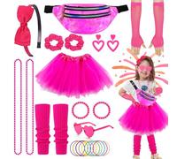 80s 90s Outfit Women's Girls Accessories, Headband, Glasses, Mesh Gloves, Leggings, Hair Band, Tutu Skirt, Belt Bag, Jewellery Carnival Halloween Theme Party Costume