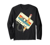80s 90s Retro Music Mixtape Cassette Tape Pencil Nostalgia Long Sleeve T-Shirt