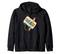 80s 90s Retro Music Mixtape Cassette Tape Pencil Nostalgia Zip Hoodie