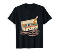 80s 90s Retro Party Costume Nostalgia Cassette Tape Pencil T-Shirt