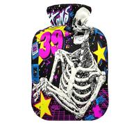 80s 90s Skull Shining Stars Graffiti hot Water Bottles with Soft Cover, 2L Water Bottle Bag for Pain Relief,Pain Relief,compresas calientes para el vientre
