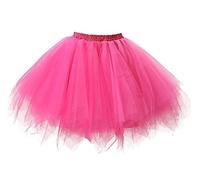 80s Adult Neon Tutu Skirt Petticoat Fancy Dress 1980s Costume Accessories Pink Red Multiple Color Tutu for Women Girls, average, Pink
