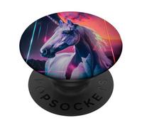 80s Art Unicorn Digital Art Horse PopSockets Adhesive PopGrip