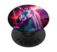 80s Art Unicorn Digital Art Horse PopSockets Adhesive PopGrip