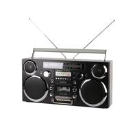 80s Boombox -Retro, CD/AM/FM Radio Cassette Player, Supports USB/Bt | Tape Cassette Player With 4 Speakers, 8100mAh Battery, AUX Input/Output+Microphone Input, 360° Stereo Sound(Black)