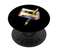80s Cassette Tape Pencil 1980s Retro Vintage Music Mixtape PopSockets Adhesive PopGrip