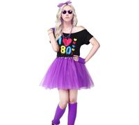 80s Costumes for Women Off Shoulder Top Vintage Retro Outfit Accessories | 80s Costume Accessories Set Headband Necklace Bracelets Halloween Dress Up