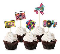 80's Cupcake Toppers Retro Party Cake Toppers - Perfect for 1980s Throwback Parties