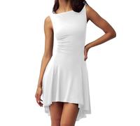 80s Fancy Dress for Women Sleeveless Dress for Women Sexy Spicy Girl Boat Neck Slim Fit Dress Black Dress (White, M)