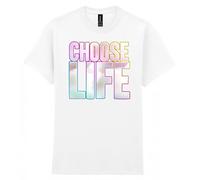 80s Fancy Dress Funky Party T-Shirt, Choose Life, Mens Womens Unisex Fit Tee White
