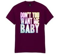 80s Fancy Dress Funky Party T-Shirt, Don’t You Want Me Baby, Mens Womens Unisex Fit Tee Burgundy