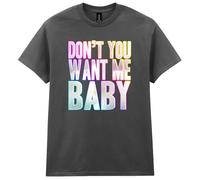 80s Fancy Dress Funky Party T-Shirt, Don’t You Want Me Baby, Mens Womens Unisex Fit Tee Charcoal