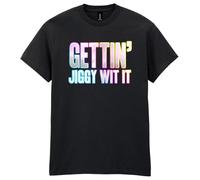 80s Fancy Dress Funky Party T-Shirt, Getting Jiggy Wit It, Mens Womens Unisex Fit Tee Black