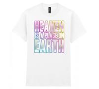 80s Fancy Dress Funky Party T-Shirt, Heaven is A Place On Earth, Mens Womens Unisex Fit Tee White