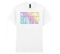 80s Fancy Dress Funky Party T-Shirt, Never Gonna Give You Up, Mens Womens Unisex Fit Tee White