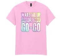 80s Fancy Dress Funky Party T-Shirt, Wake Me Up Before You GO-GO, Mens Womens Unisex Fit Tee Pink