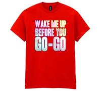 80s Fancy Dress Funky Party T-Shirt, Wake Me Up Before You GO-GO, Mens Womens Unisex Fit Tee Red