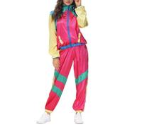 80s Fancy Dress Men Women, 80s Shell Suit Fancy Dress Costumes for Men Couples Stag Do Outfit, Women Disco 80s Dress up Costume Hip Hop Retro Tracksuit Adult Jacket Trouser