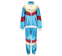 80s Fancy Dress Men Women, 80s Shell Suit Fancy Dress Costumes for Men Couples Stag Do Outfit, Women Disco 80s Dress up Costume Hip Hop Retro Tracksuit Adult Jacket Trouser Sky Blue