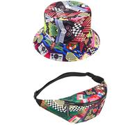 80s Fanny Pack Bucket Hat Set for Women Men Neon Waist Bag 90s Hat Retro Casual Outfit for 1980s Costume, Multicolor, Classic
