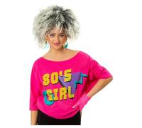 80s T Shirt Ladies Disco Retro Rewind Neon Fancy Dress Accessory Top