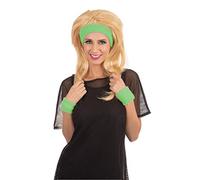 80s Green Headband & Wristband Set - Stylish Design, Perfect Accessories for Fitness, Retro Parties, Cosplay, Festivals, & More Halloween Halloween