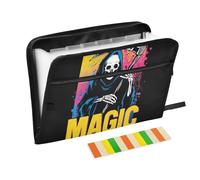80s Grim Reaper Paper Expanding File Folder 13 Pockets A4 Letter Size with Zipper Closure for Business File Pocket Folders carpetas de