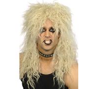 80s Hard Rocker Wig Mens Superstar Rock Star Mullet Fancy Dress Blonde Brown Bla