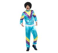 Smiffy's Mens 1980s Scouser Shell Suit Jimmy Tracksuit Stag Do Fancy Dress Costume, M, Blue