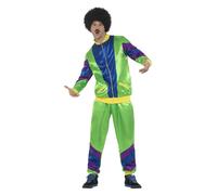 Smiffys 80s Height of Fashion Shell Suit Costume, Male, Green, L - Size 42"-44"
