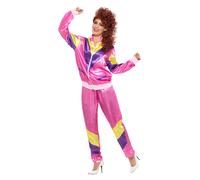 NEW Ladies Pink Shell Suit 80's 90's Ab Fab Tracksuit Fancy Dress