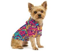 80s Jazz Music Doodle Dog Hoodie Puppy Sweatshirt Outfit L | Small Medium Dogs Pet Clothes Sweater Coat T-shirt Top