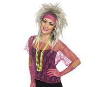 80s Lace Net Vest, Gloves & Headband Costume Accessory