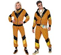 Widmann 11694 - Costume 80s Leopard Tracksuit, Jacket and Trousers, Comfortable to Wear, Print, Animal, Jogging Suit, Retro Style, Bad Taste Party, Carnival, Multicoloured, XL
