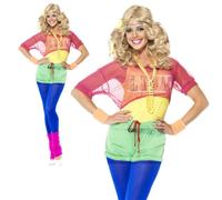 80s Let's Get Physical Costume Adult Womens Ladies Neon Fancy Dress UK 4-18