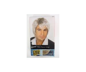 80's Light Blonde & Brown Mens Boy Band Wig - wig boy band blonde fancy dress light mens pop accessory smiffys