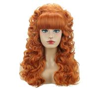 80s Long Curly Dark Orange Cosplay Wig with Bangs 60s 70s 80s Queen Disco Beehive Wig for Women Halloween Cosplay Costume Wig