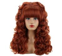 80s Long Curly Ginger Cosplay Wig with Bangs 60s 70s 80s Queen Disco Beehive Wig for Women Halloween Cosplay Costume Wig