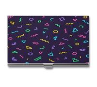 80s Memphis Business Card Holder,Slim Professional Card Case, Ideal Business Card Organizer and Gift Card Holder for Men Women