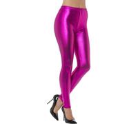 Smiffys 80s Metallic Disco Leggings, Pink , 1980's Fancy Dress, 1980s Dress Up Costumes