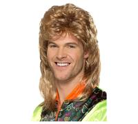 Brown With Blonde Highlights Mullet Wig - wig mullet fancy dress brown mens blonde 1980s costume accessory jason smiffys highlights new